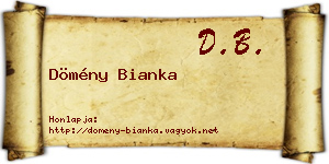 Dömény Bianka névjegykártya