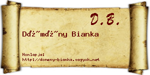 Dömény Bianka névjegykártya